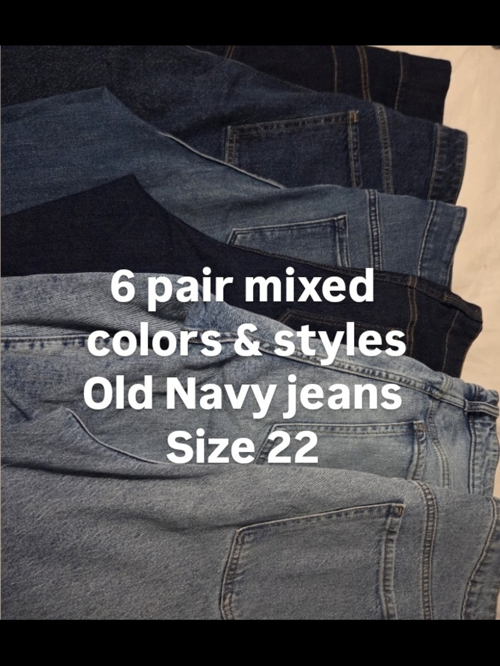 Old Navy Jean Bundle 6 PAIR Mixed Style & Colors Size 22 Denim